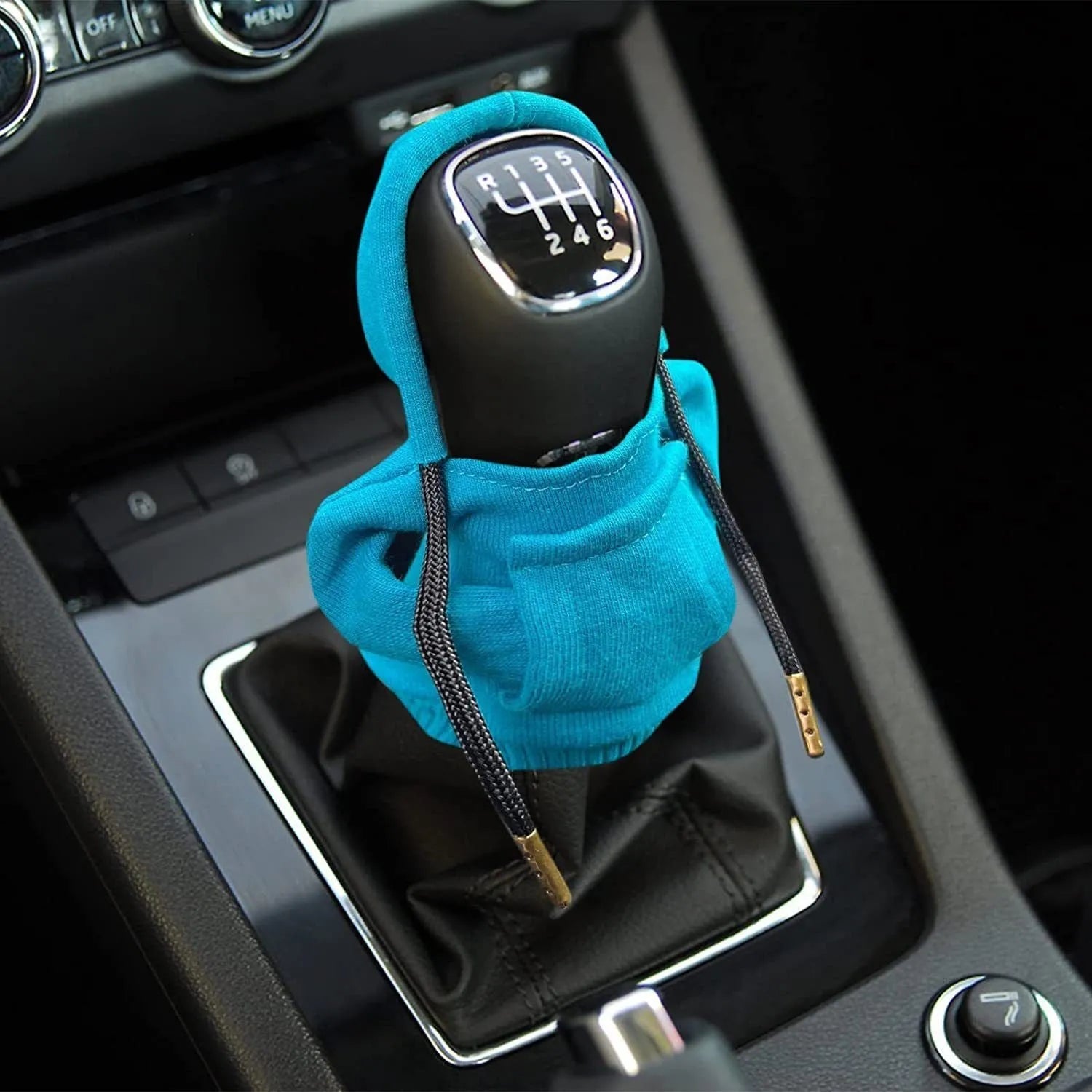 Cloth gear shift knob cover measuring 13x8cm for manual and automatic car transmissions