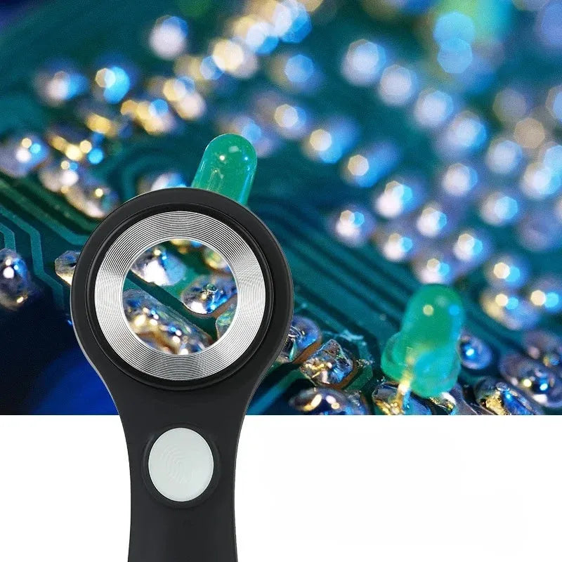 Professional appraisal magnifying glass with optical glass lens and USB-C charging port