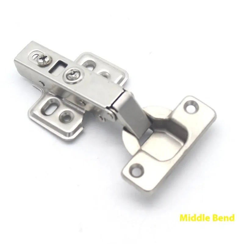 Hydraulic cabinet hinge with nickel plating showing three bend specifications