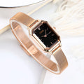 Women's square retro casual watch with rose shell case in multiple colour combinations