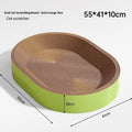 Green oval corrugated paper cat scratch board measuring 55 cm in diameter