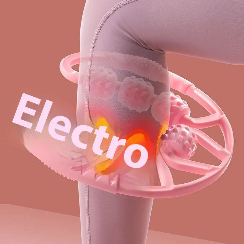 12-wheel leg massager roller in macaron pink colour for muscle relaxation and meridian dredging