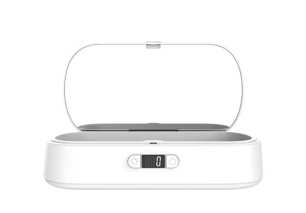 White ultraviolet wireless disinfection box with charging function for mobile phones and personal items