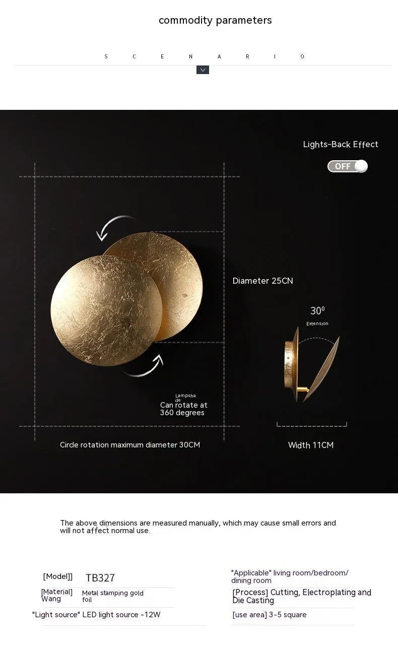 Modern minimalist aluminium bedside lamp with golden light in inner gold outer black finish