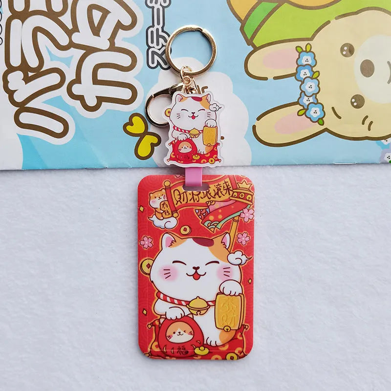 Lucky Cat certificate set with plastic sleeve and decorative ferrule pendant for document protection