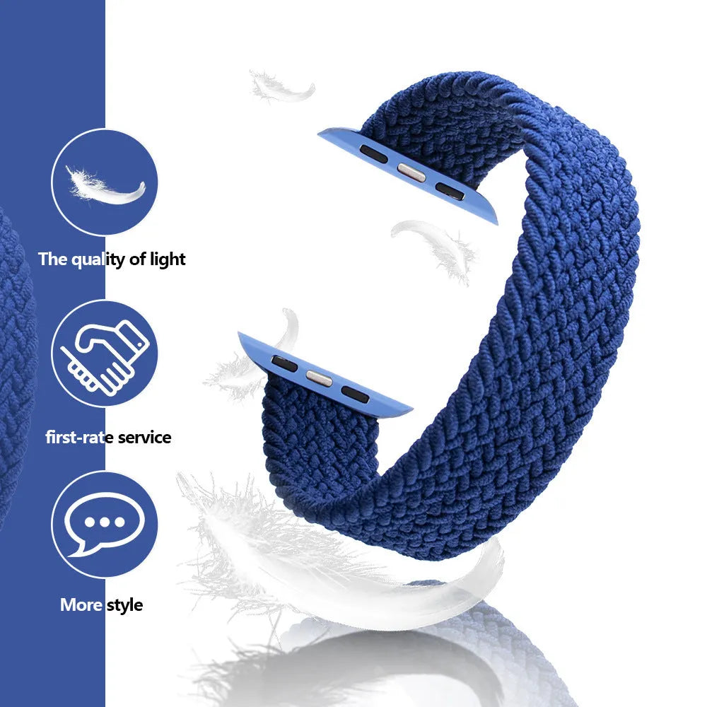 Apple Watch woven nylon replacement strap with plastic adjustable head in multiple colour options