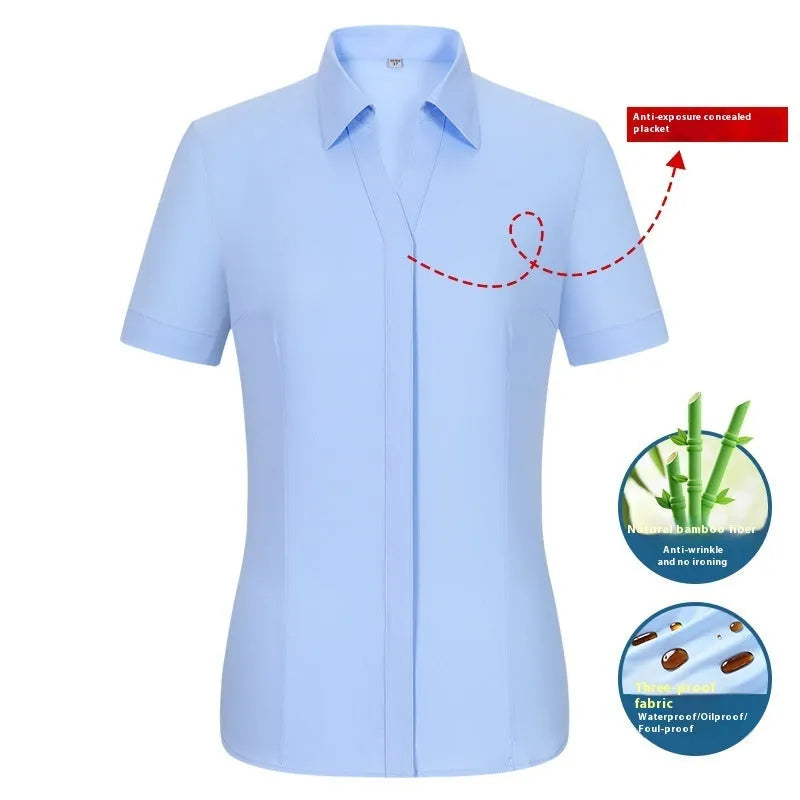 Men's bamboo fibre business shirt with square collar in solid colour showing waterproof and stain-resistant properties