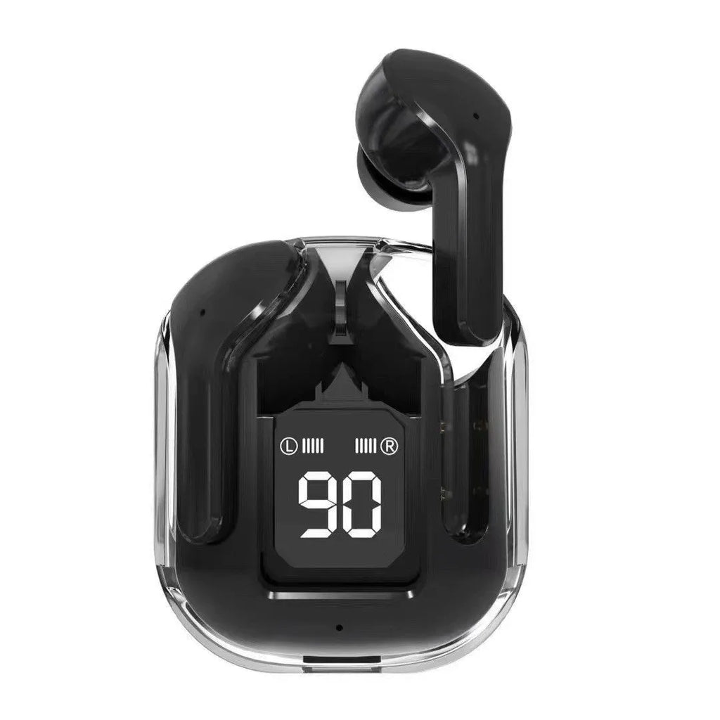 Space capsule transparent case true wireless Bluetooth headset with digital display screen