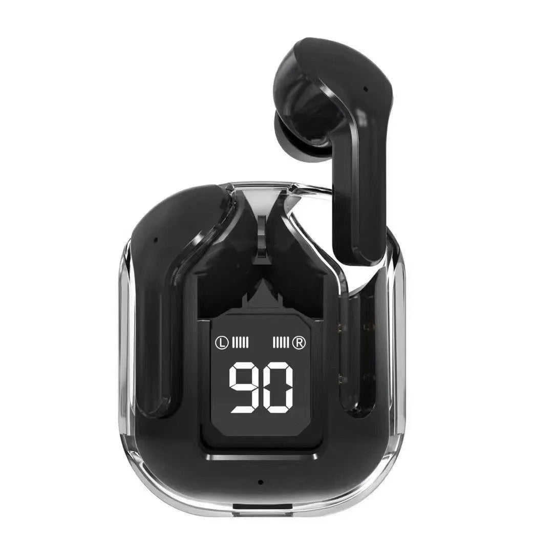 Space capsule transparent case true wireless Bluetooth headset with digital display screen