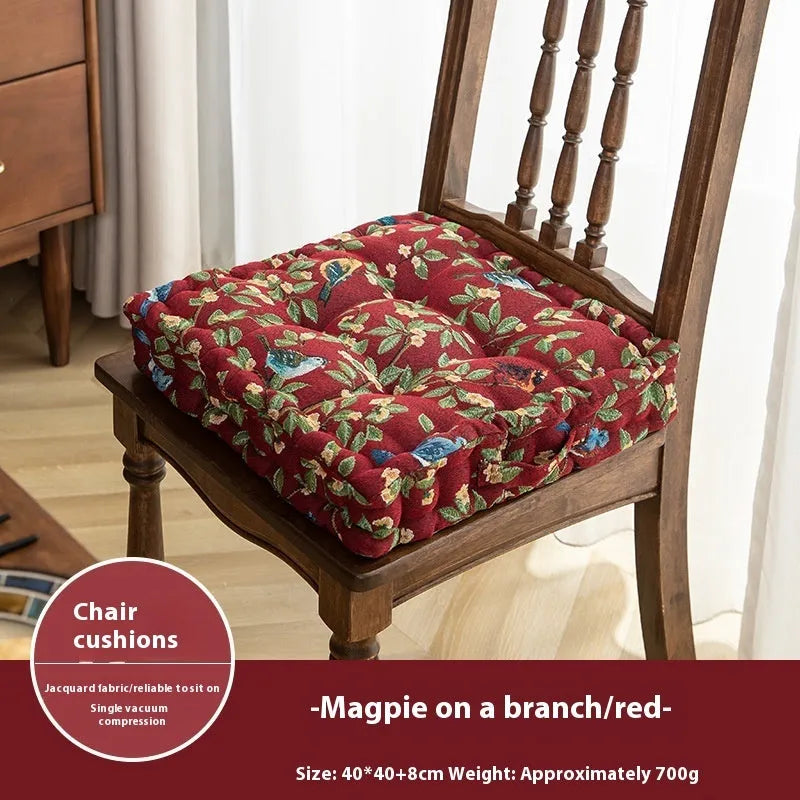American dining chair back cushion with floral bird pattern, 40×40×8cm dimensions