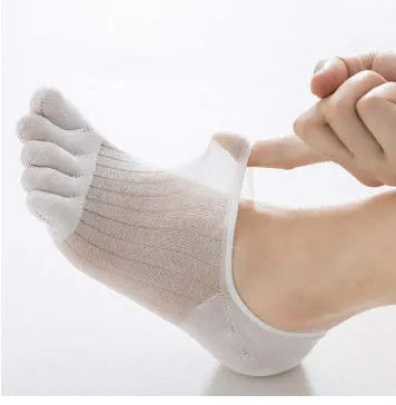 Modal cotton five-finger boat socks in black, dark grey, light grey, khaki and white colours