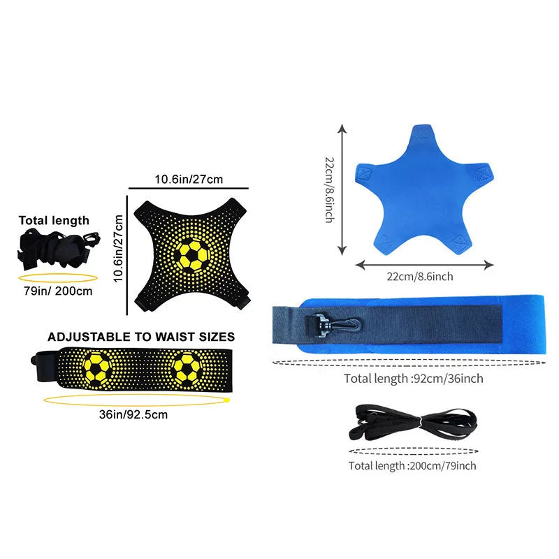 Adjustable neoprene football training belt for juggling practice in multiple colour options
