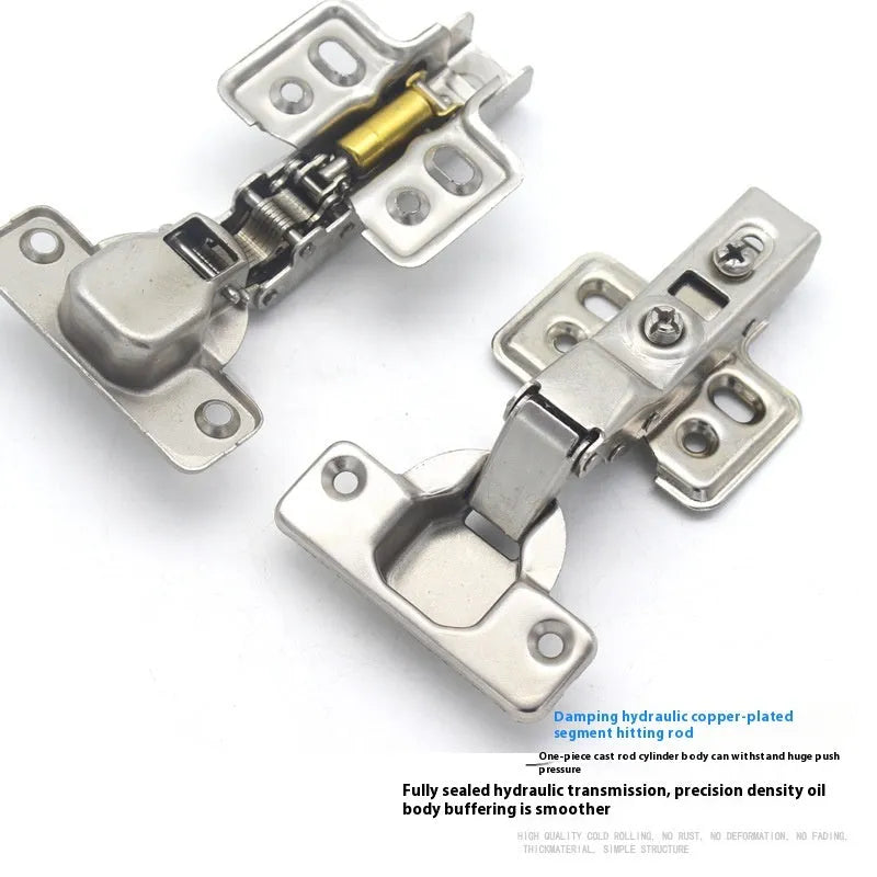 Hydraulic cabinet hinge with nickel plating showing three bend specifications