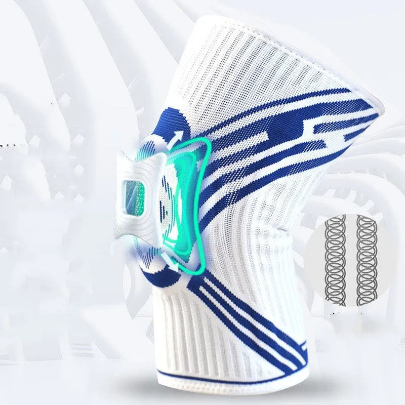 Blue high elasticity cotton knee pad for adult sports like basketball and running.