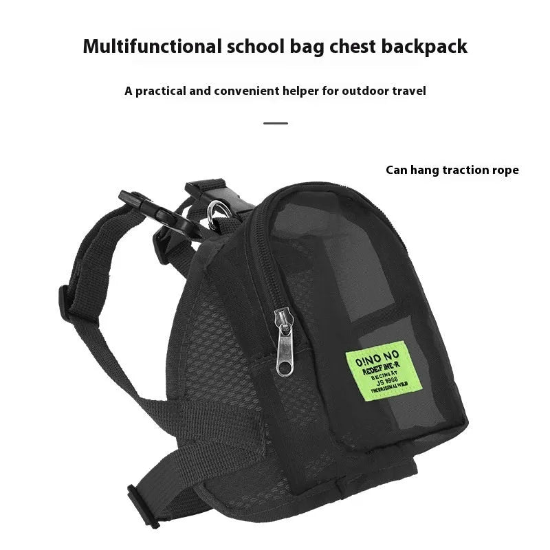 Blue breathable mesh dog backpack for small pets with adjustable shoulder straps.