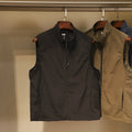Men's retro nylon cardigan vest in Army Green with side seam pockets