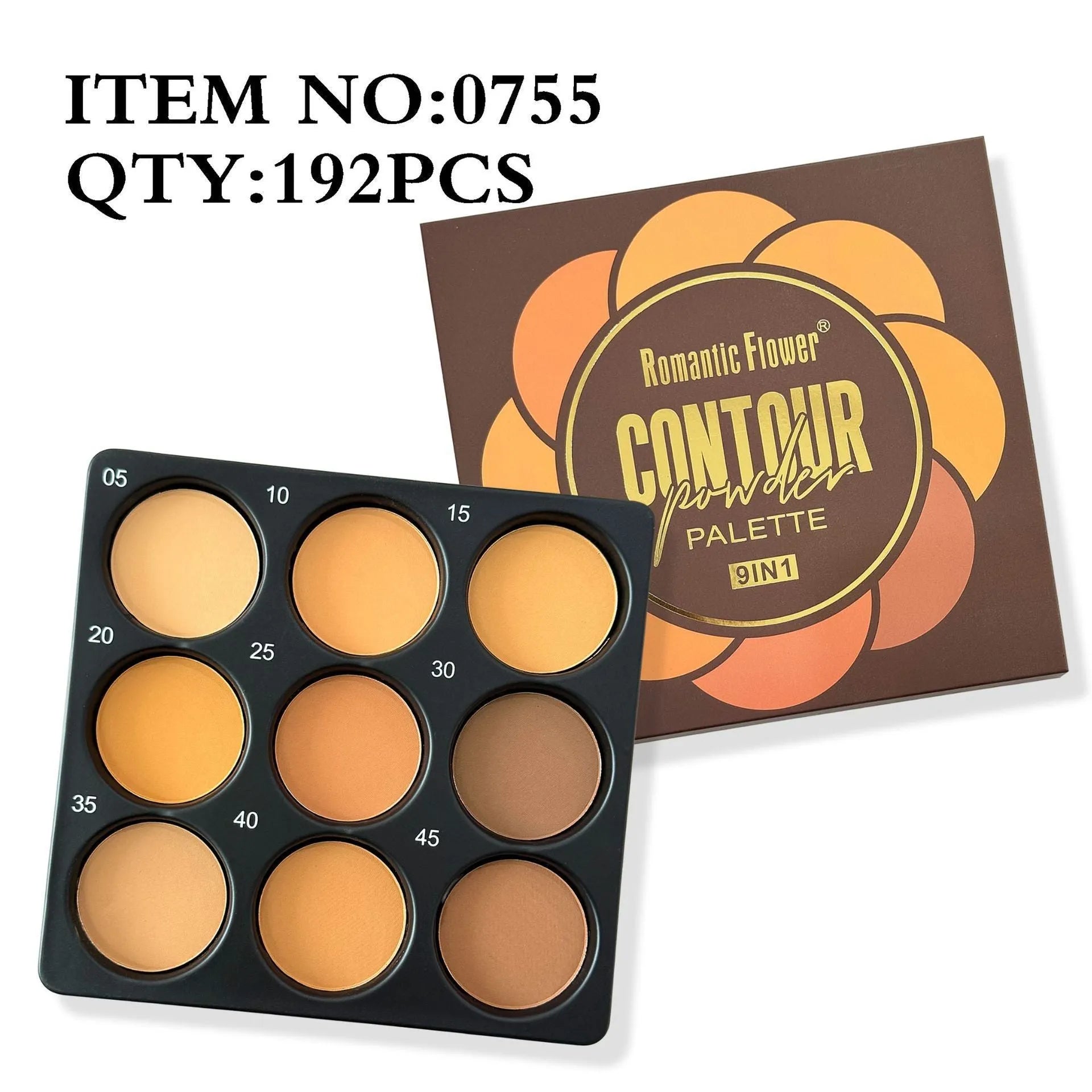 Dark matte makeup palette open showing nine waterproof eyeshadow shades.