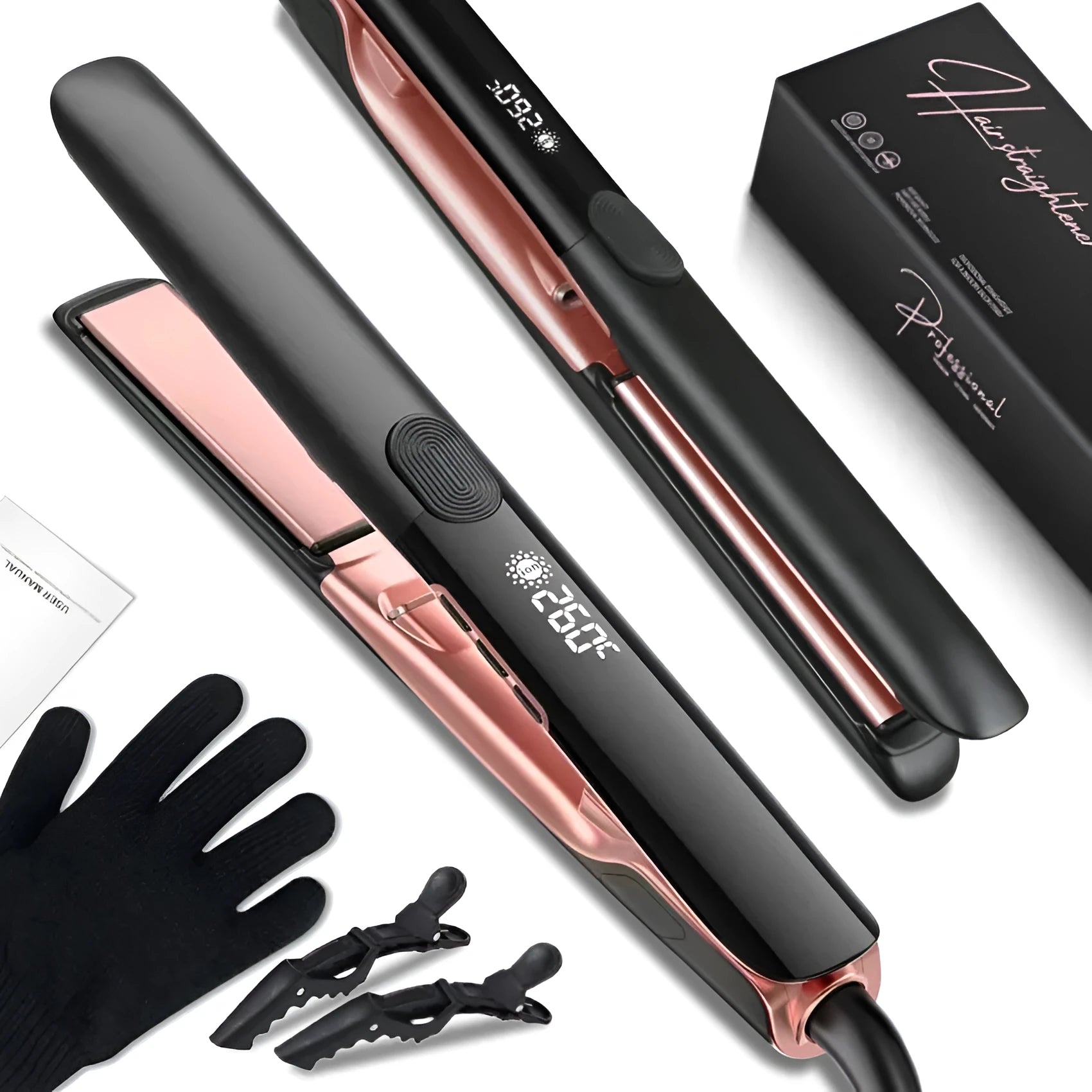 Hair straightener with negative ion technology and temperature display
