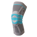 Sky blue elastic fibre knee pads for running and basketball sports.