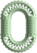 Blue o-ring shaped dog chewing toy for aggressive chewers and dental plaque reduction