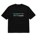 Men's black T-shirt with 3D printed cartoon design, loose fit short sleeves