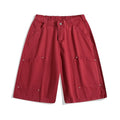 Casual wide-leg cropped pants in micro-elastic fabric showing apricot, red, and army green colour options