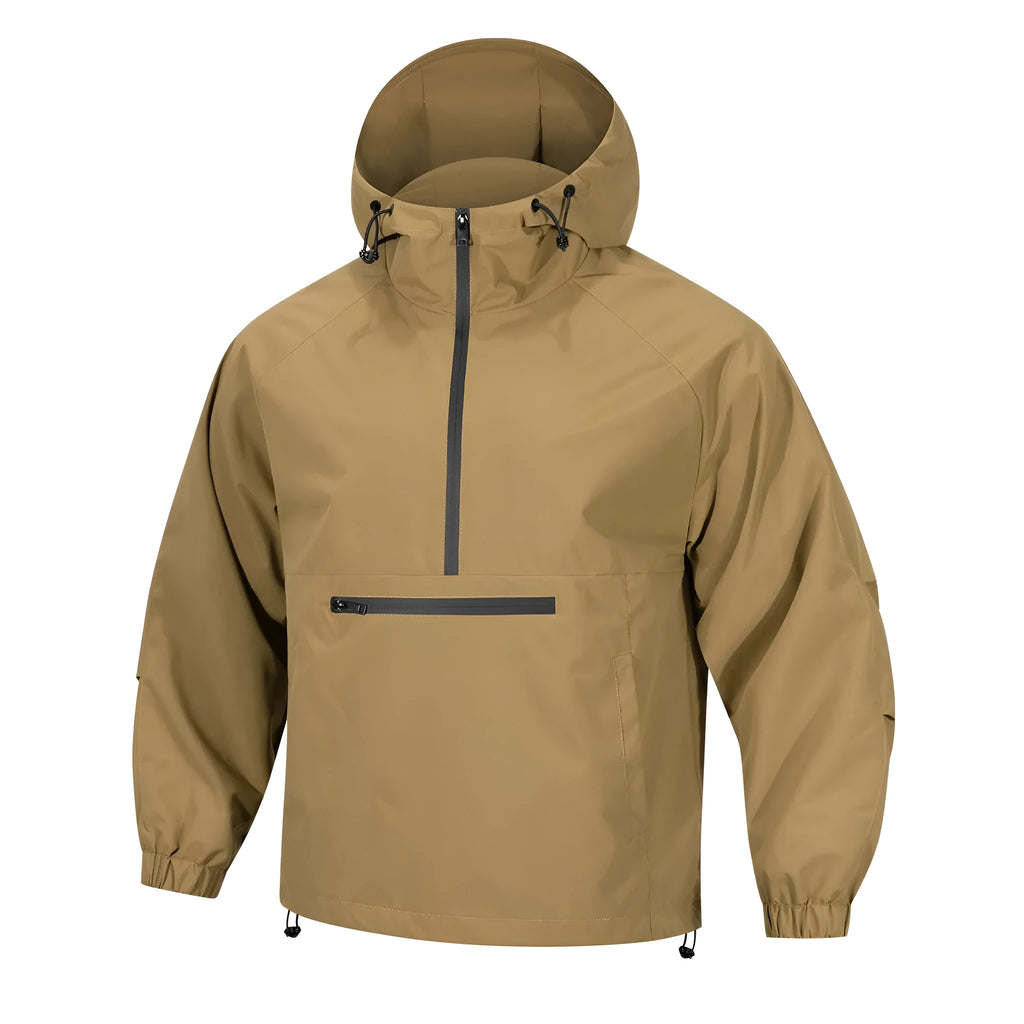 Men's loose-fit rabbit fur corduroy hooded jacket with half-zip front in light grey colour