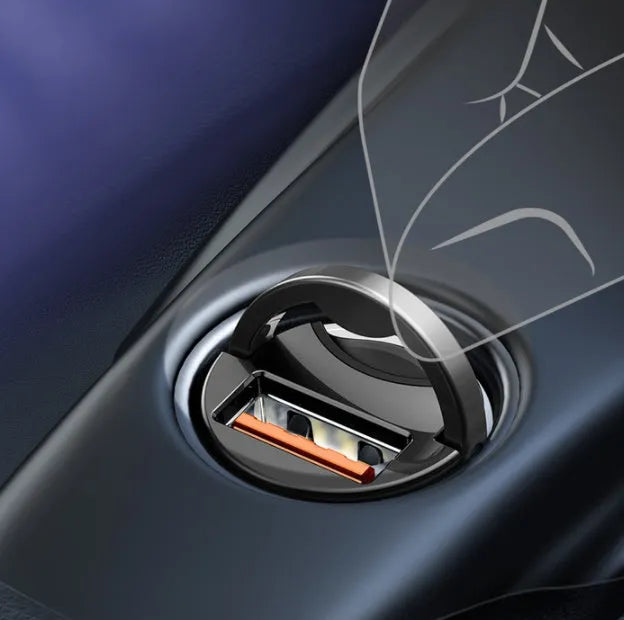 Electro-optical grey 30W PPS fast car charger with 1 metre cable and single USB port