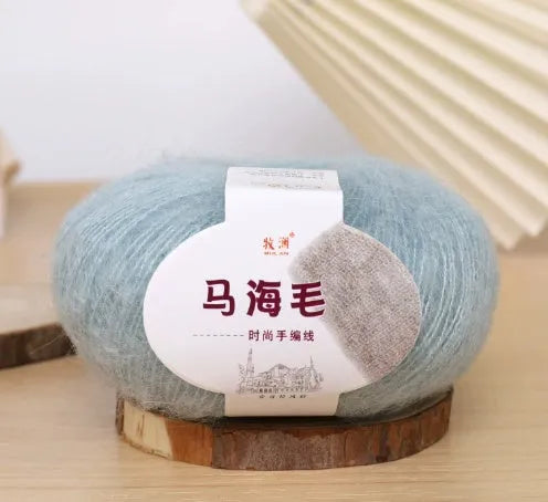 Mohair scarf DIY knitting kit with wool ball showing thirty-four colour options