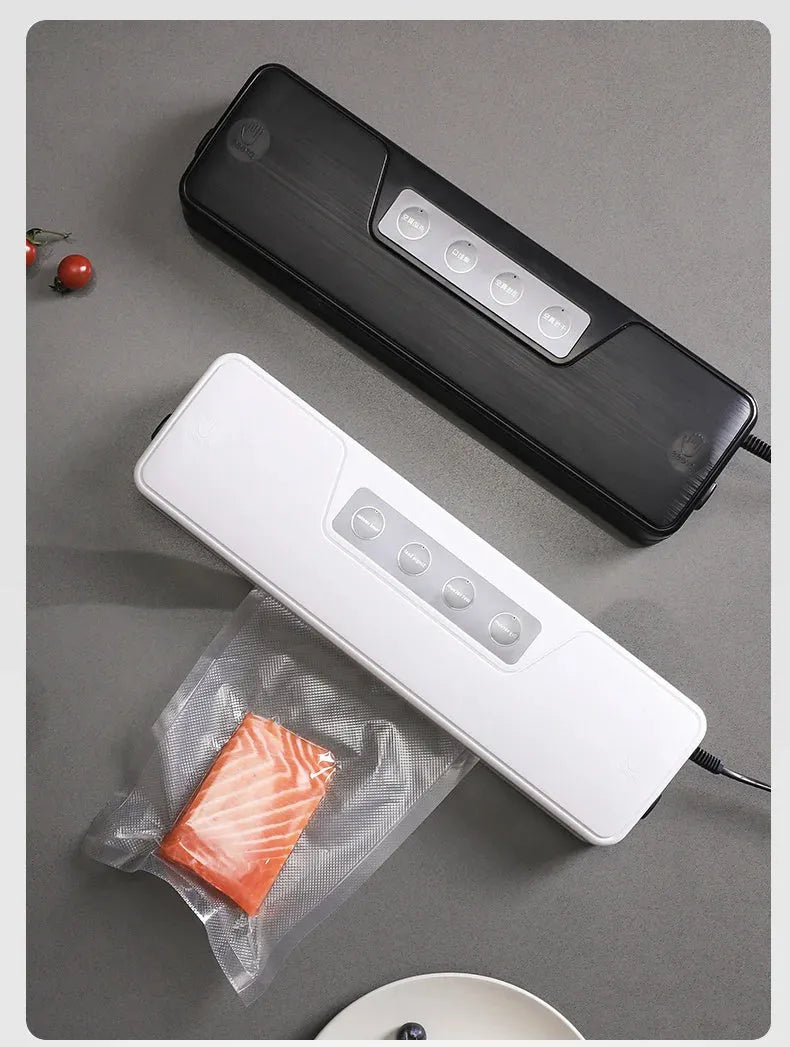 White automatic vacuum sealer machine for household food preservation and storage