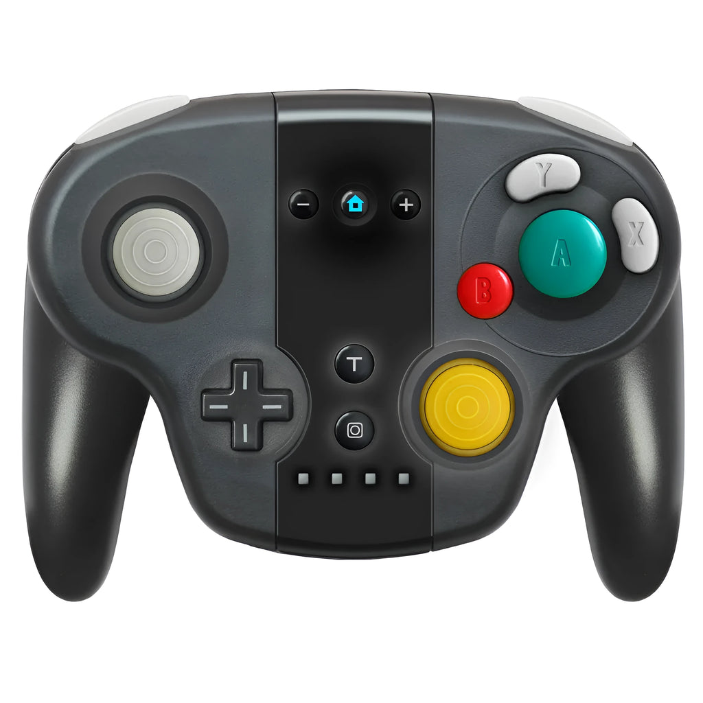 Black wireless gamepad controller with NFC function for Nintendo Switch and Windows gaming