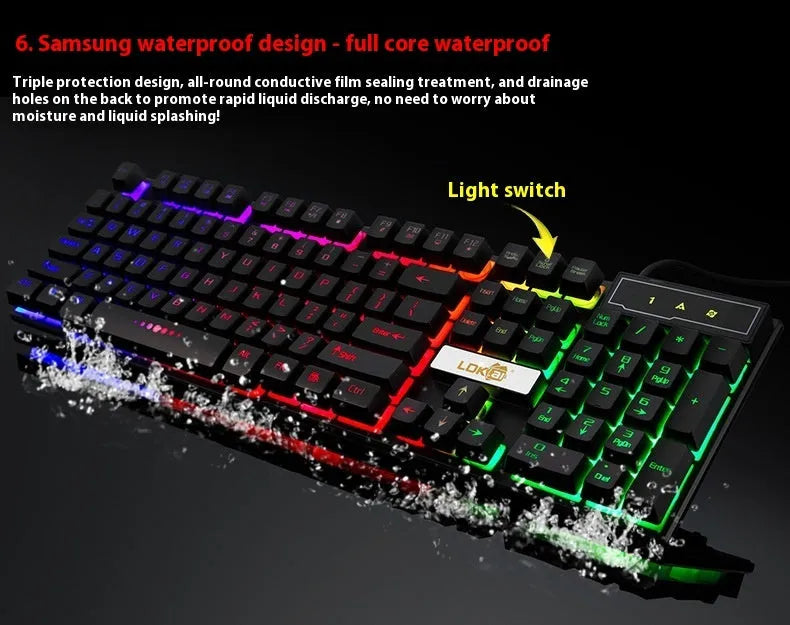 Braided USB cable with glowing LED illumination for gaming keyboards in white or black