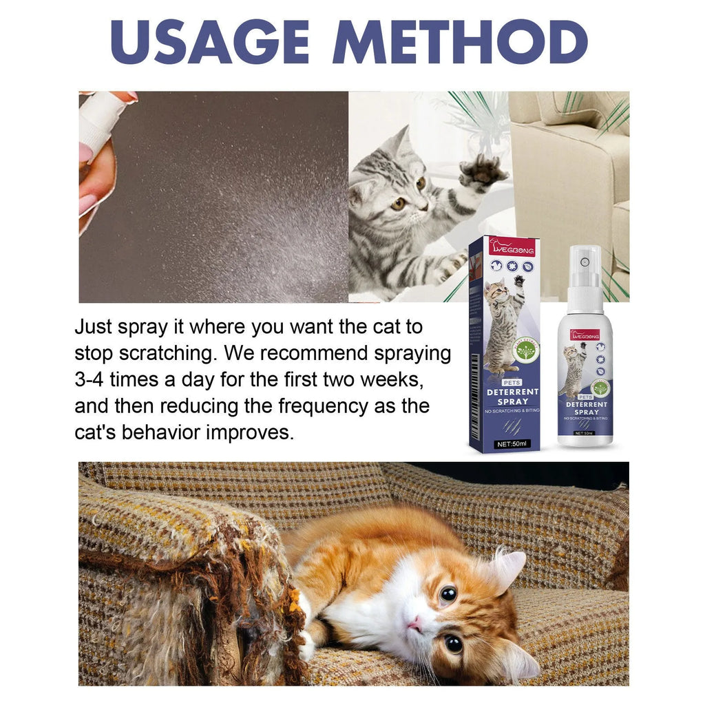 50ml pet deterrent spray bottle in box packaging for stopping dogs and cats scratching furniture