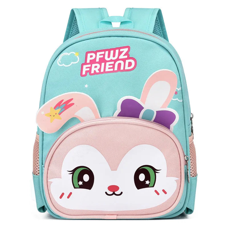 colourful baby cartoon backpack made of Oxford cloth, ultra-light with spine protection, six colours including pink and blue