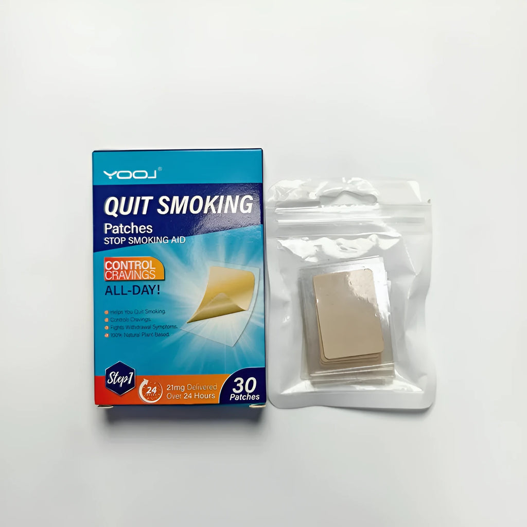 Plant extract nicotine patches in 30-piece box for smoking cessation support