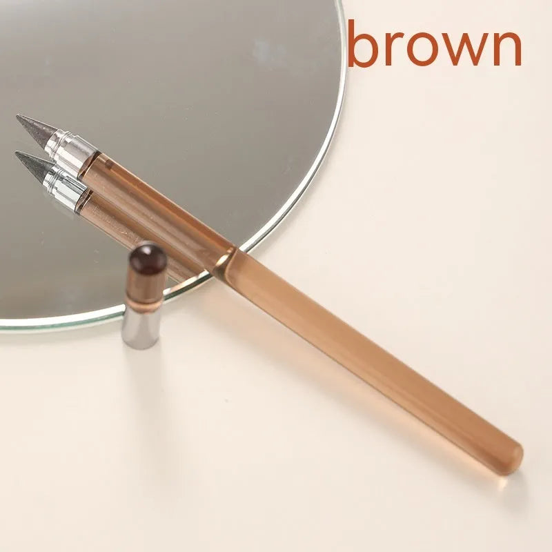 Clear acrylic sharpening-free eternal pencil with alloy tip on a desk