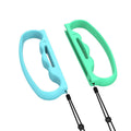 Joy-Con game controller grips with hand ropes in black, blue green, and blue red colours