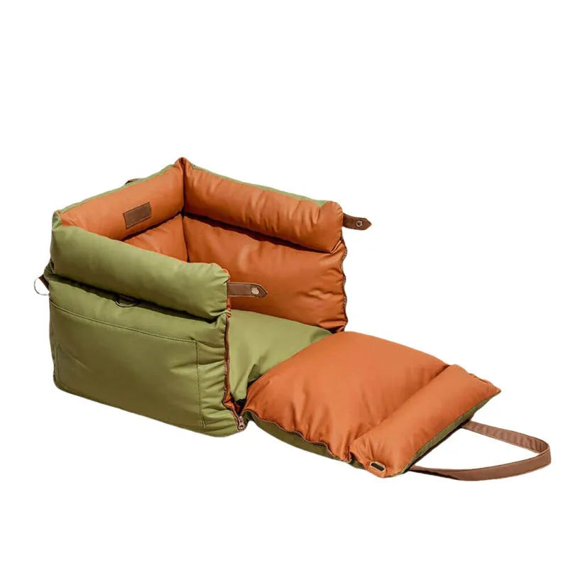 Green waterproof PU dog bed nest with removable cover, dimensions 55x50x45cm.