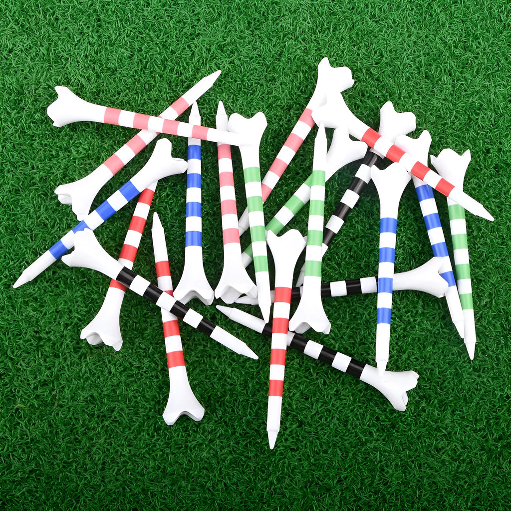 Plastic golf tee with spike stripe print in 70mm or 83mm size for golf practice