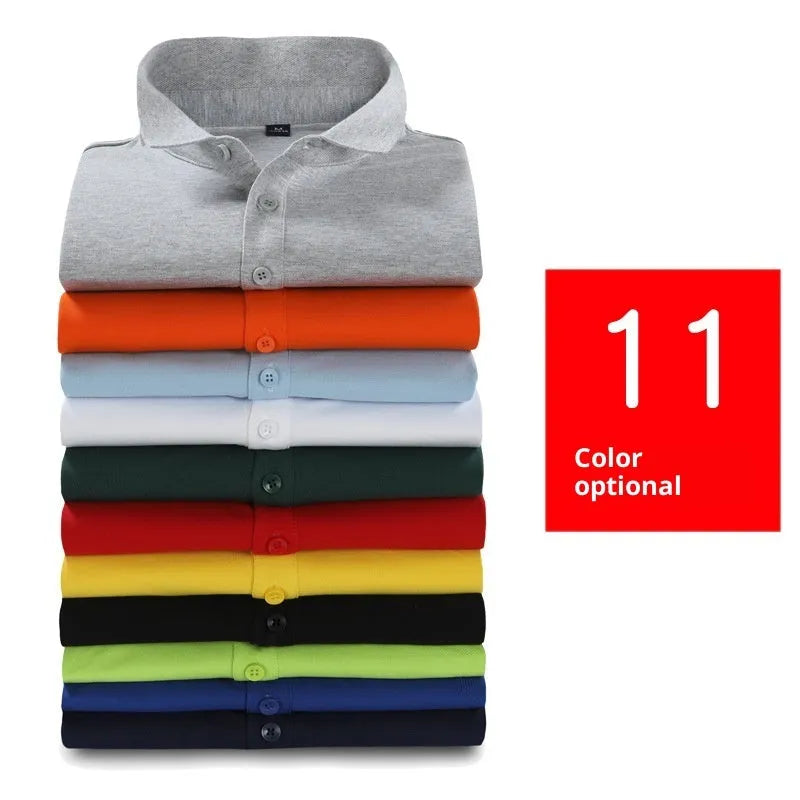 Mercerised cotton embroidered polo short sleeve T-shirt in a range of colours for summer