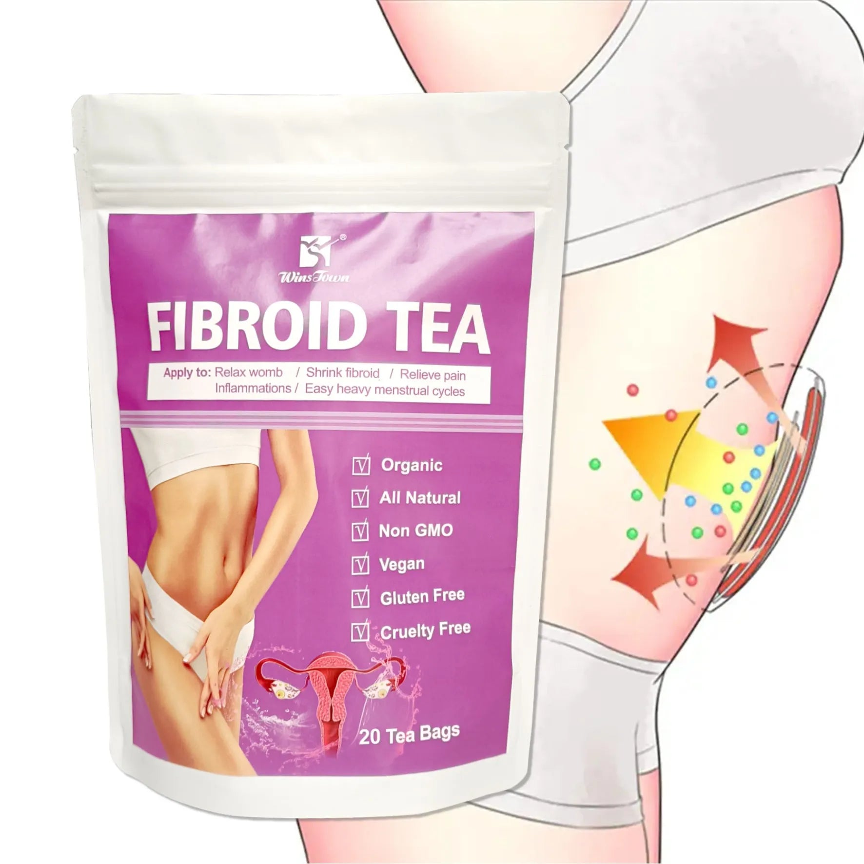 Pack of C83 Winstown Fibroid Herbal Tea bags for cold extract brewing.