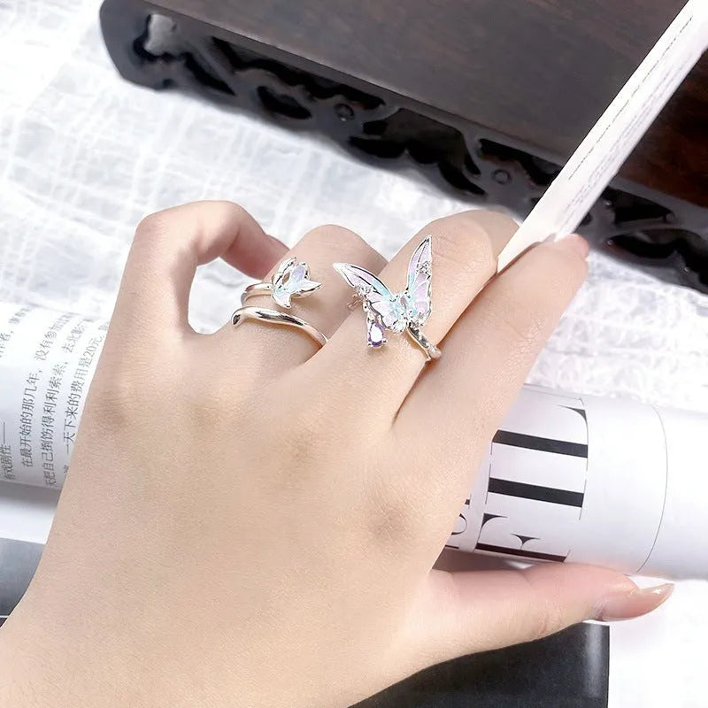 Adjustable copper insect motif ring with oil-drip finish in three colour options