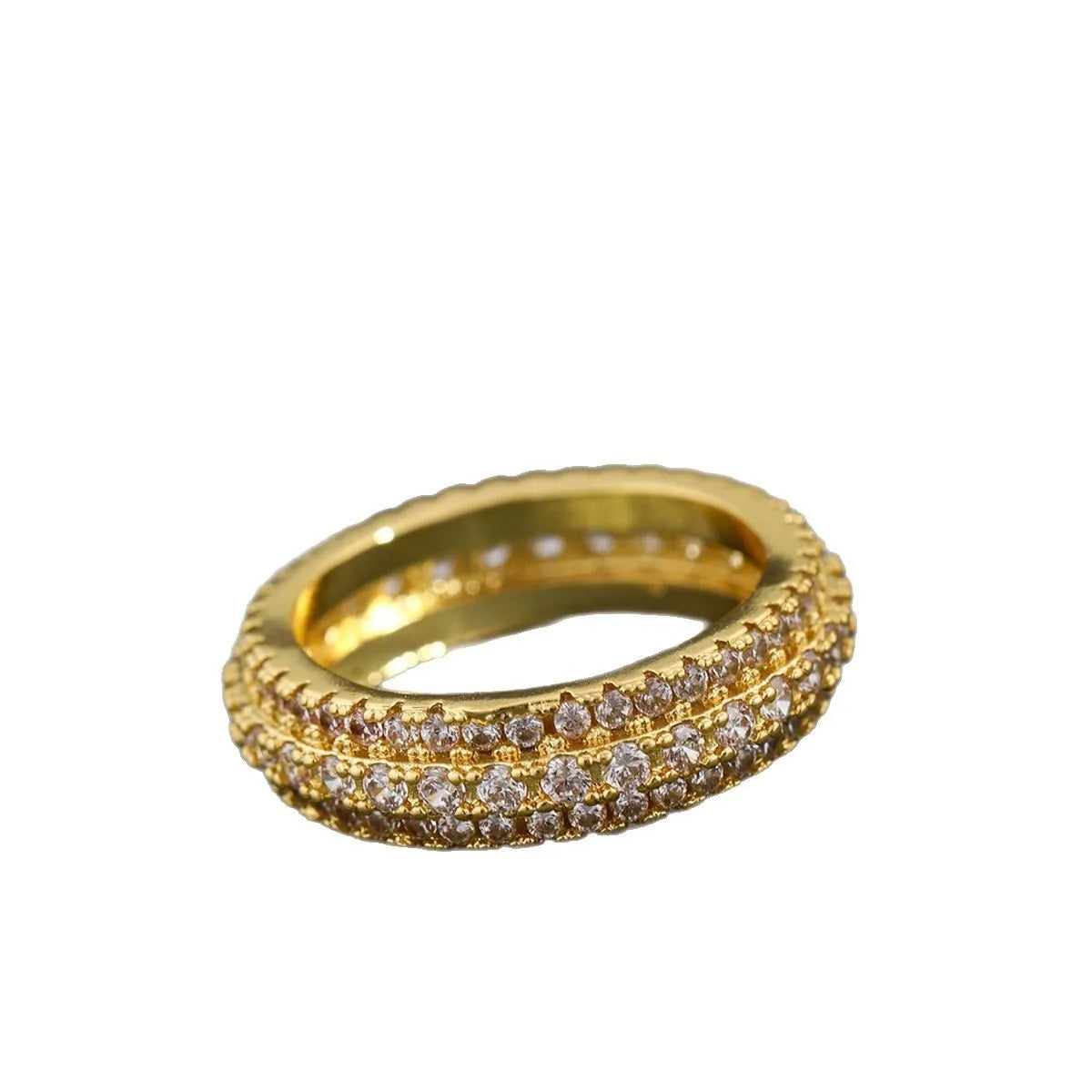 Geometry triangle design ring with zircon stone inlay in copper with choice of gold or black white finish