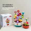 Plastic building blocks flower toy set with flowerpot design in colour box