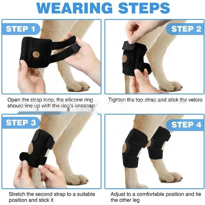 Black polyester dog leg guard for ACL rehabilitation and cat joint dislocation protection