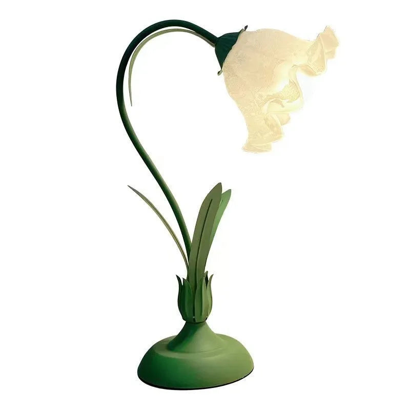 Creative lily of the valley acrylic desk lamp in green, 51x35x15cm, with push-button switch