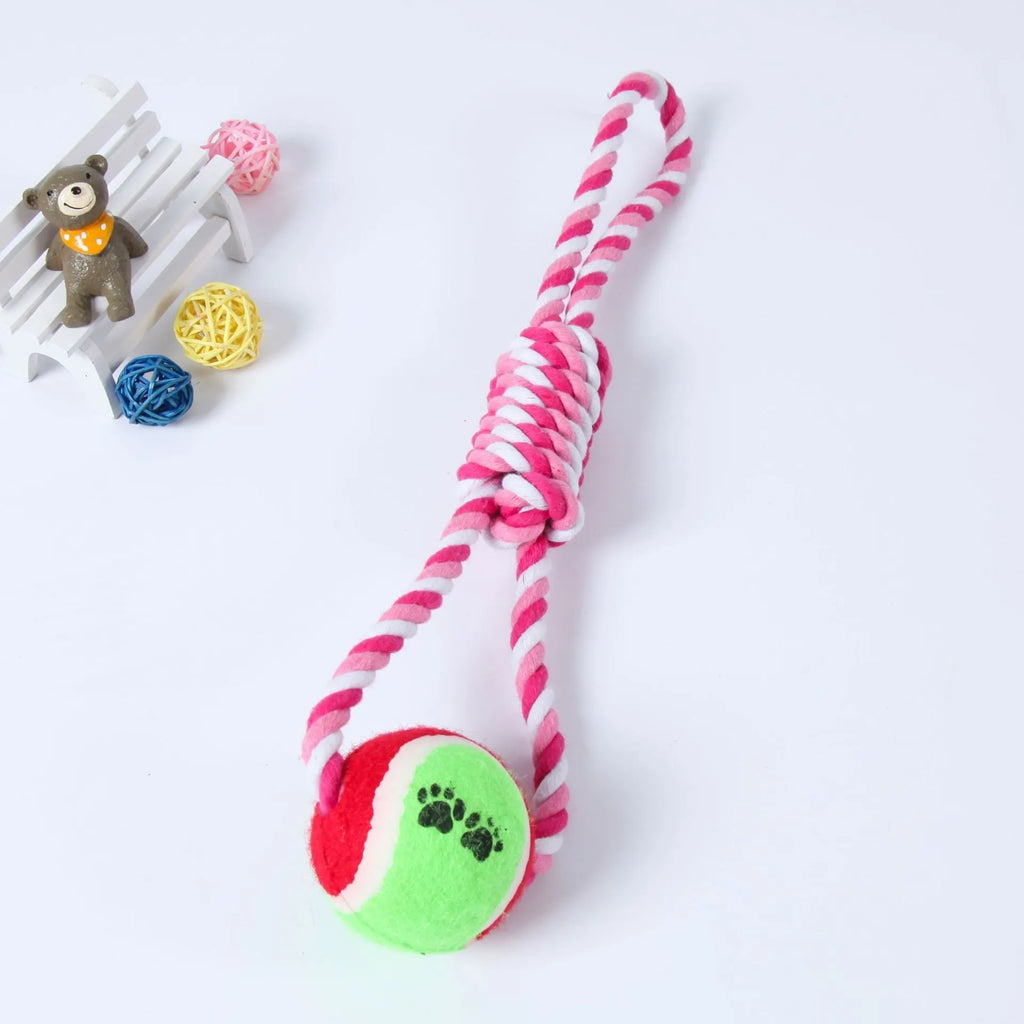 38cm cotton string dog toy for medium to large breed dogs in red and white colour combination