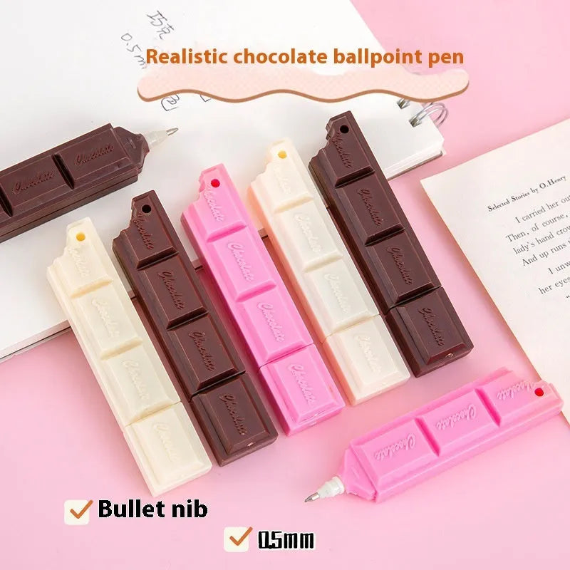 Chocolate ballpoint pen with cartoon food design and 0.5mm bullet tip