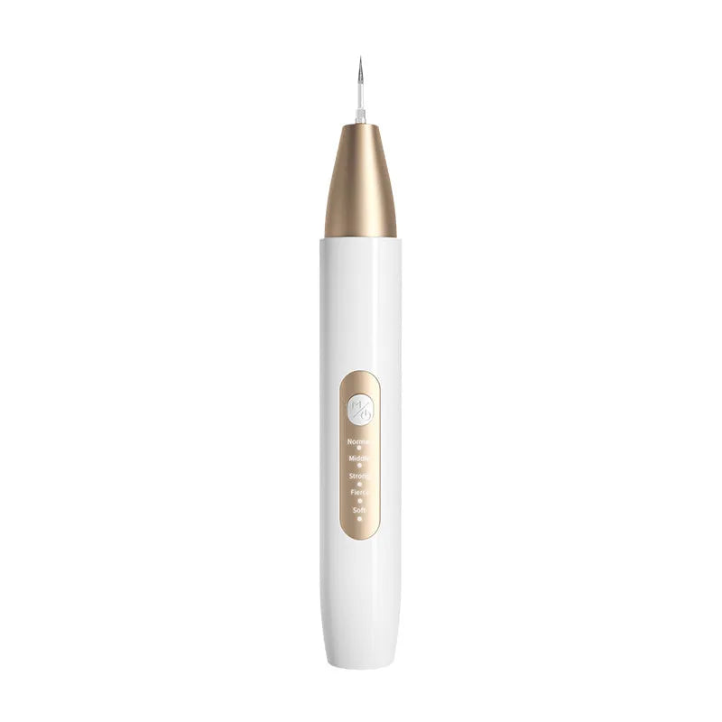 Gold-coloured ultrasonic tooth cleaning device for tartar and stain removal