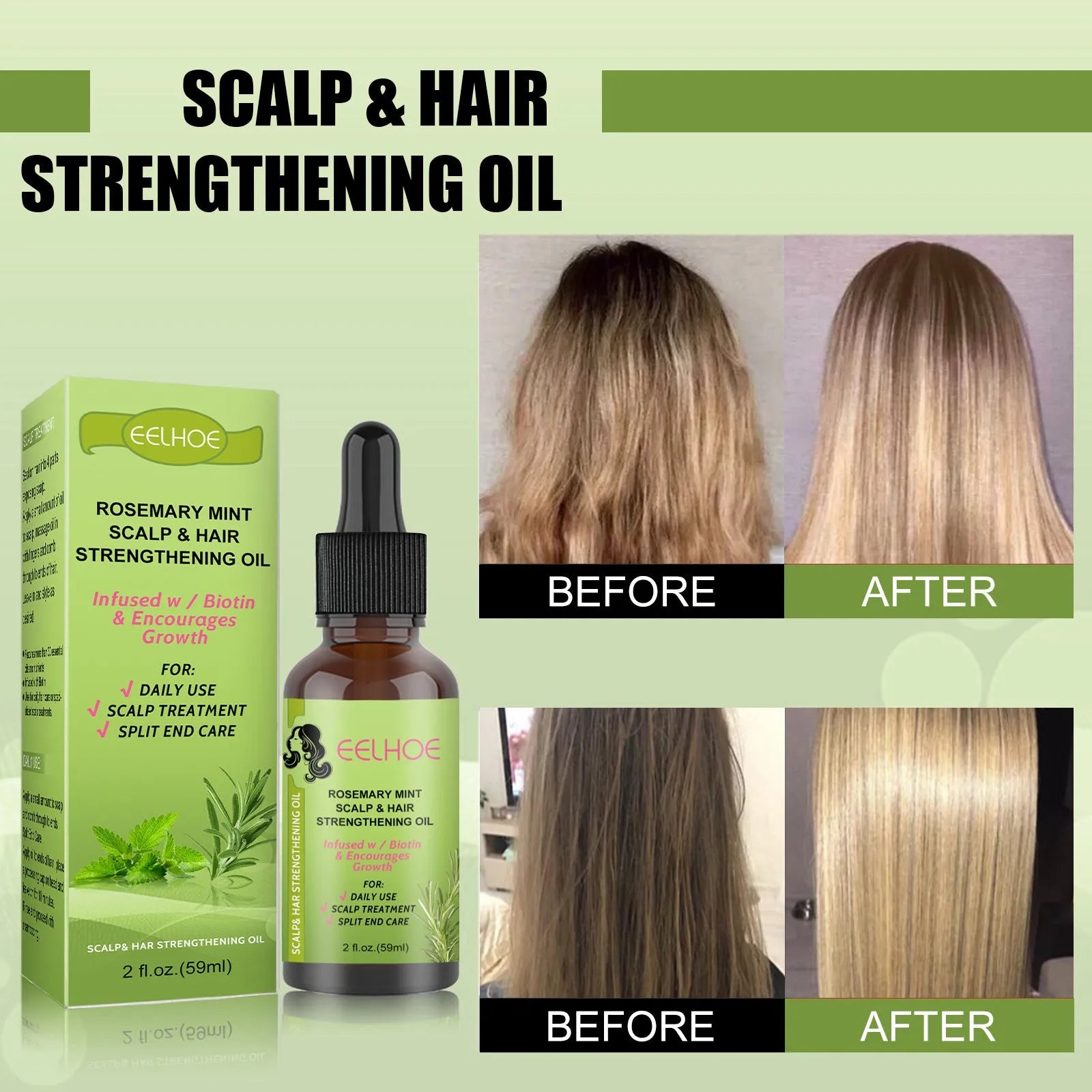 59ml rosemary mint hair growth fluid bottle for scalp massage and hair nourishment